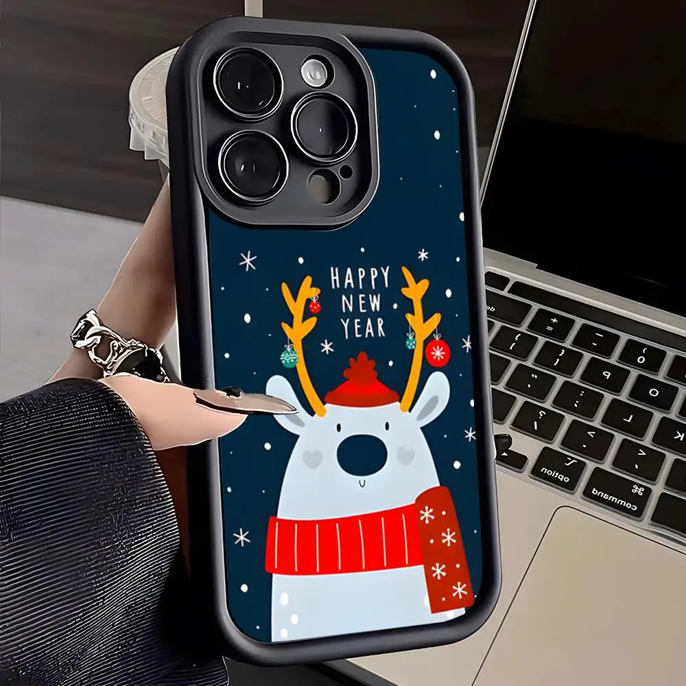 Polar Bear Cartoon Christmas Phone Case For IPhone 16 Pro Max 15 Pro 14 Plus 13 12 11 XR XS Max X 7 8 Plus Soft TPU Back Cover