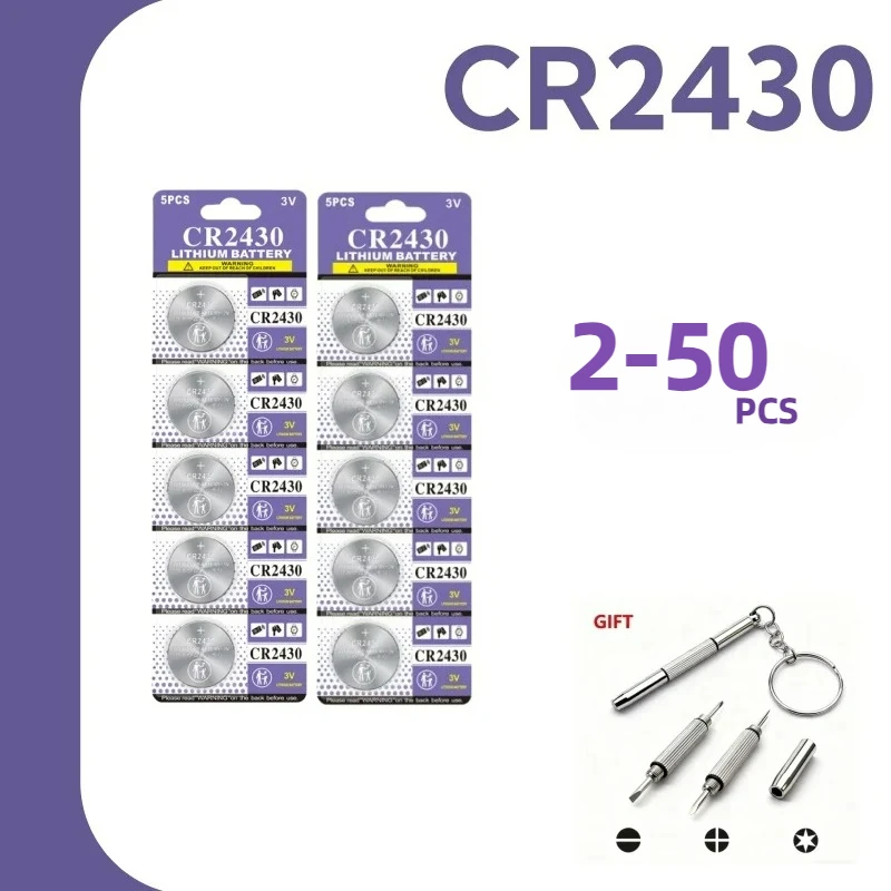 Литиевая кнопочная батарейка CR2430 3В, совместимая с DL2430/BR2430, долговечная, для брелоков, часов, будильников, пультов дистанционного управления