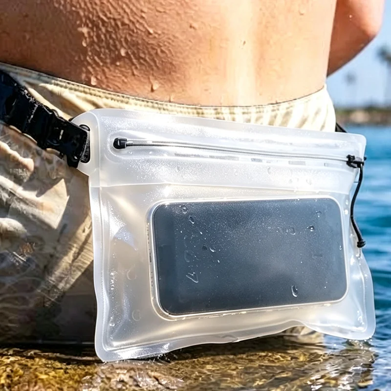 1/2Pcs Waterproof Waist Pouch with Adjustable Belt for Phone Wallet Keys Outdoor Sports Swimming Beach Travel Dry Bag