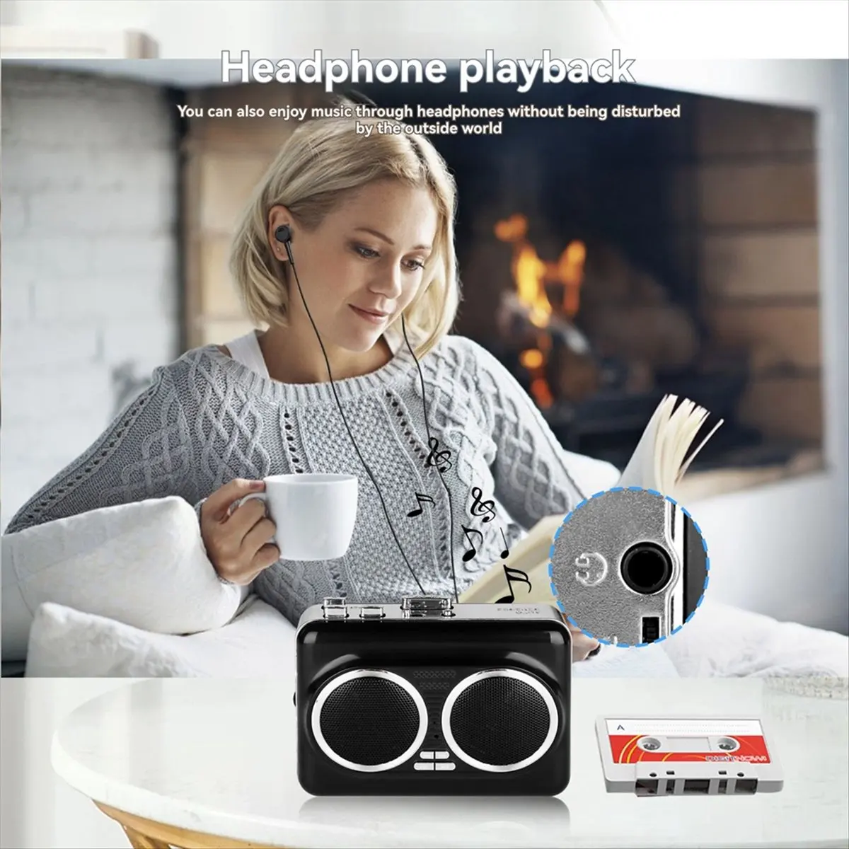 

Перфокуальный USB-кассетный плеер, преобразователь музыкальной ленты в MP3, Plug and Play, кассетный плеер, конвертер с двойным динамиком, черный