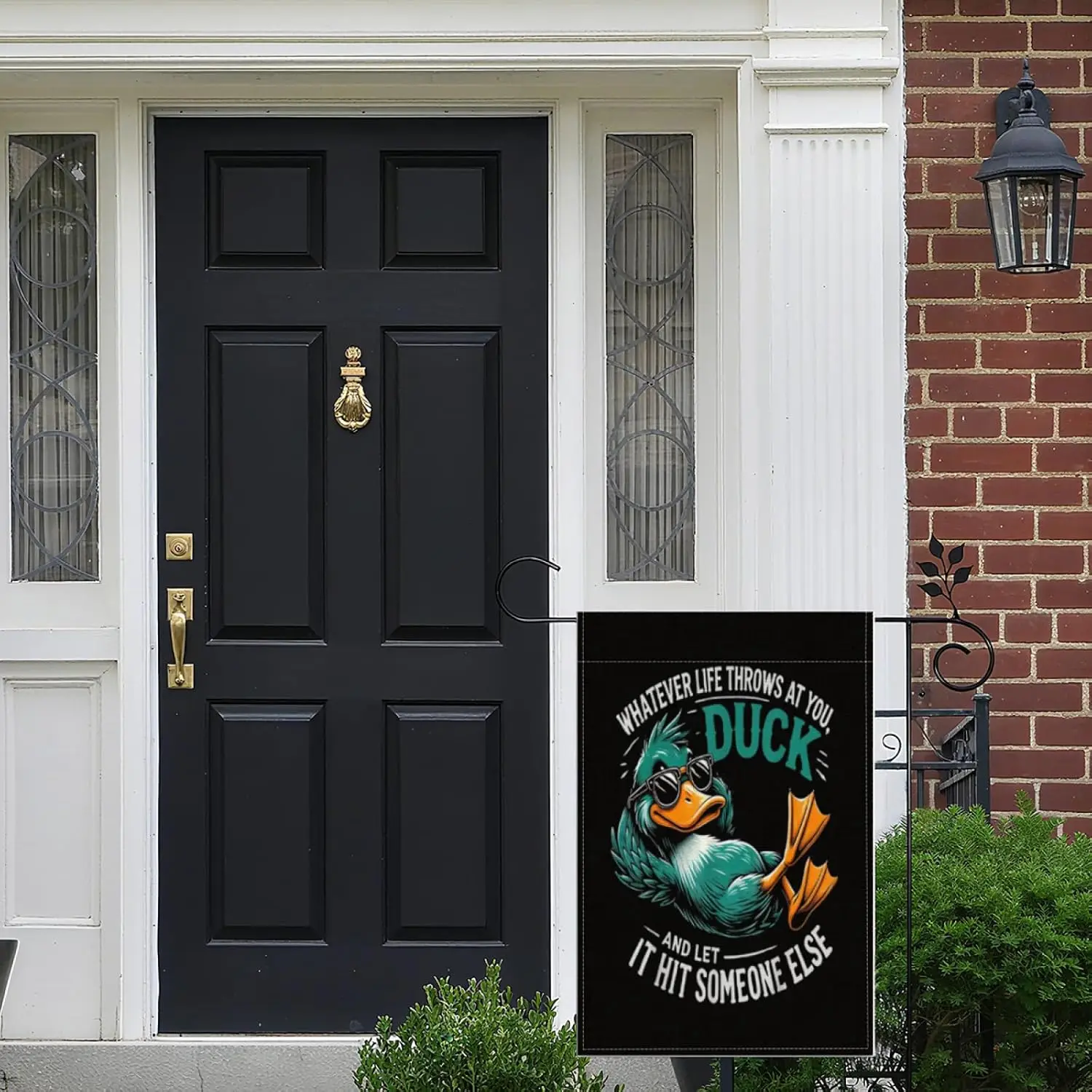Whatever Life Throws at You Funny Duck Garden Flag,12x18 Inch Double-sided Outside Floral Yard Outdoor Decoration AAS