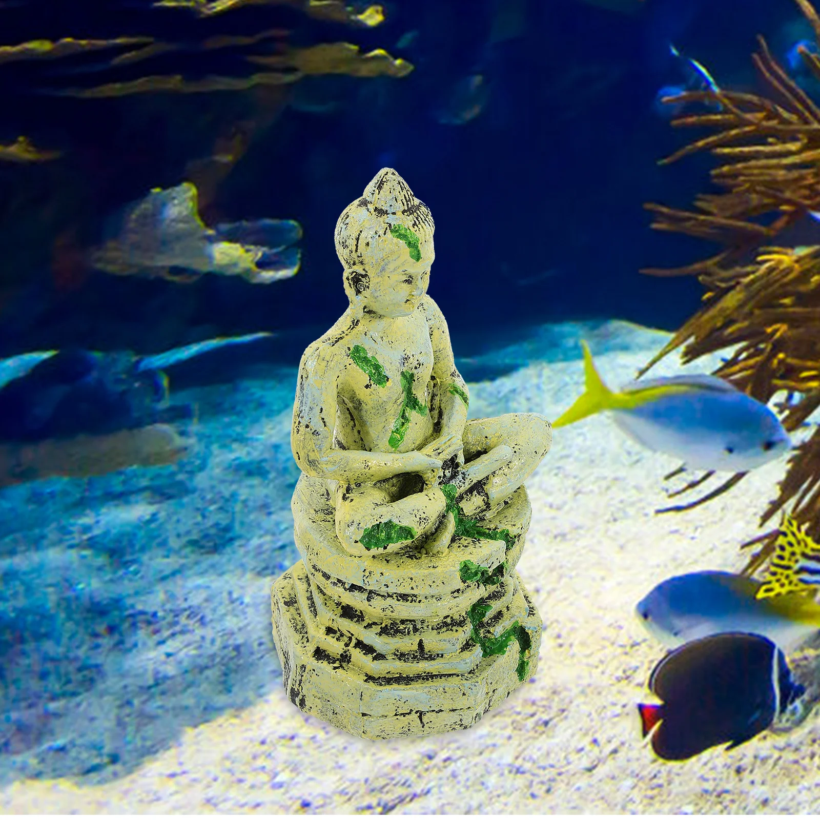 

Artificial Resin Buddha Fish Tank Decor Sitting Aquarium Landscape Adornment for