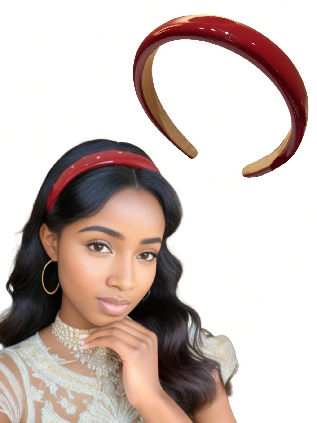 

Винтажный красный глянцевый кожаный ободок для волос для женщин, на каждый день, для вечеринок, в качестве подарка на праздник