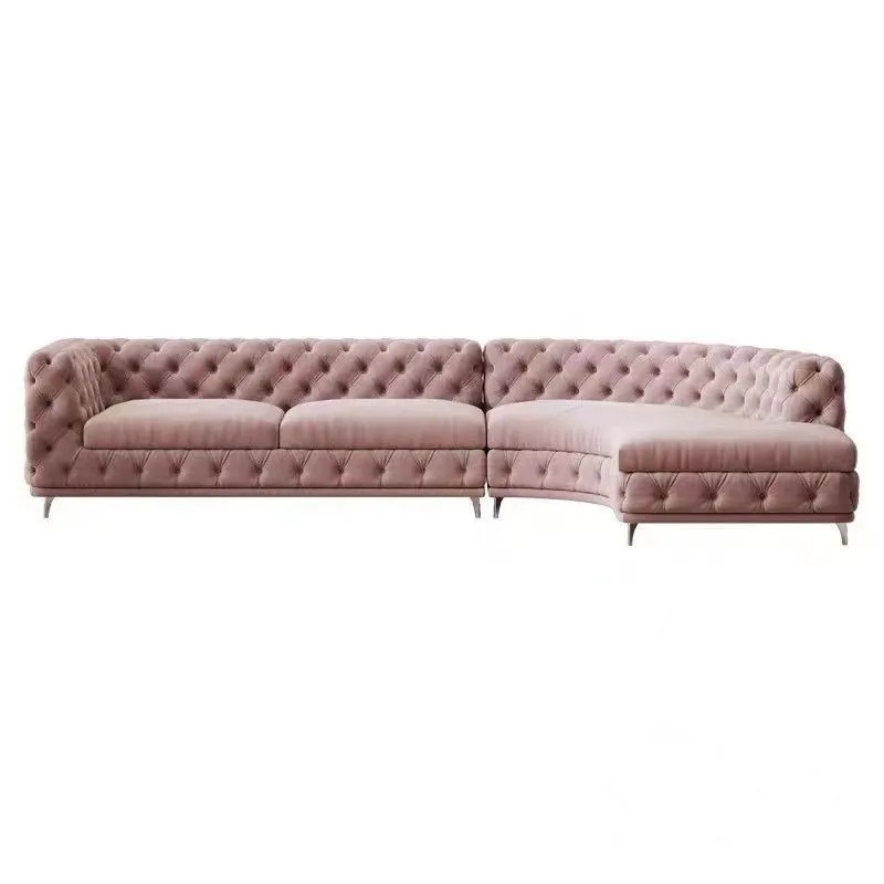American light luxury cream velvet sofa, designer corner fabric sofa combination