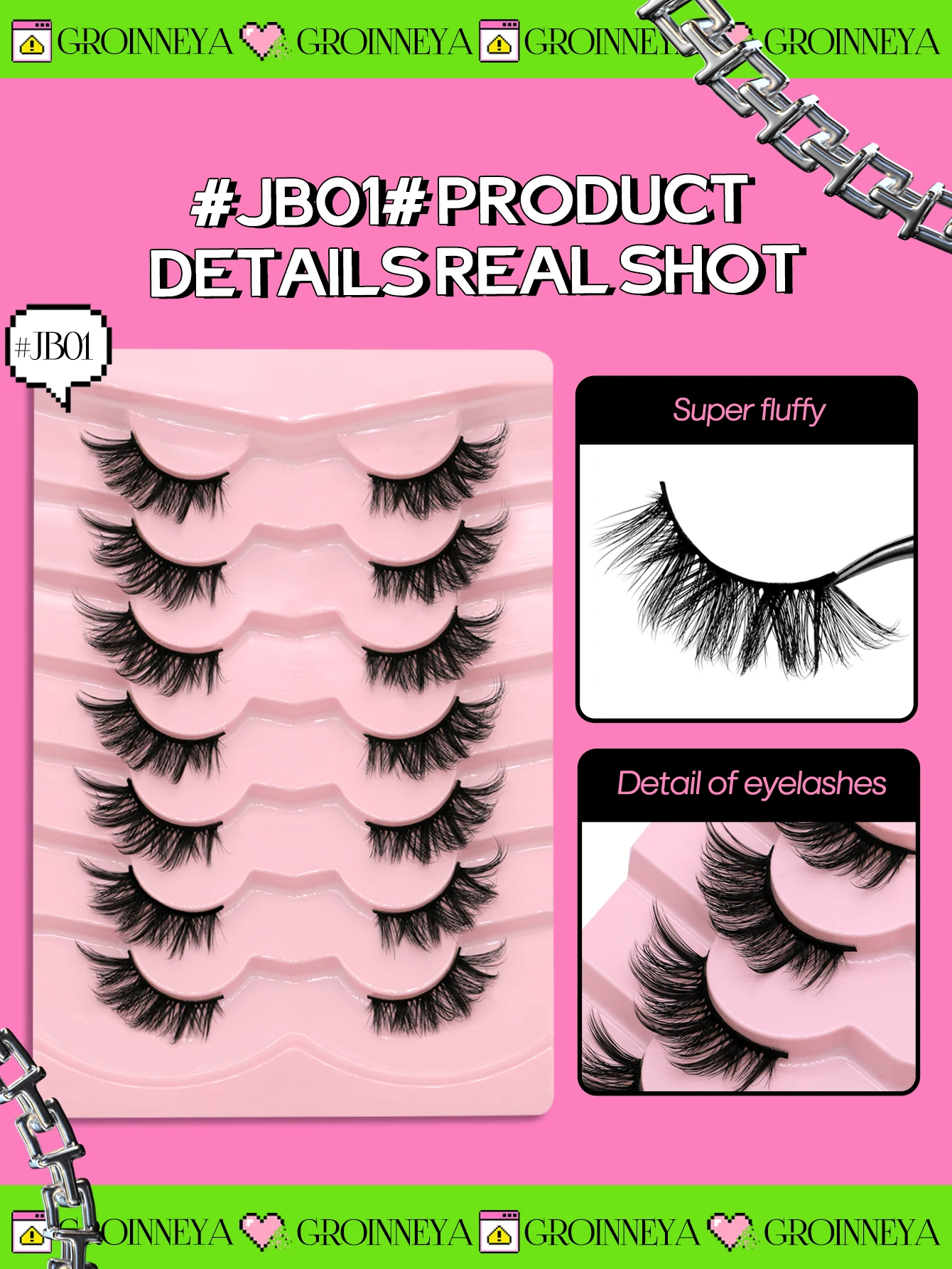 Veltrinay Mezze Ciglia Visone Naturale Occhio di Gatto Ciglia Finte Ciglia 3D Volume Striscia Ciglia Finte Accento Angolo 3/4 Ciglia