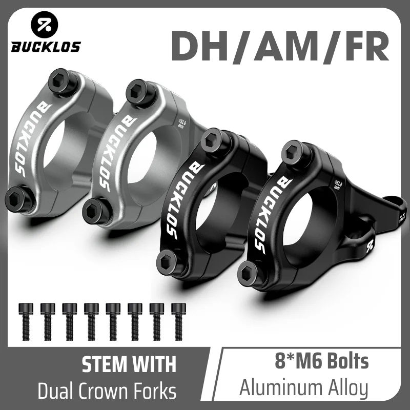 BUCKLOS MTB-Vorbau, Direktmontage-Vorbau, CNC-Aluminiumlegierung, Downhill-Fahrradlenker, 31,8 mm/35 mm, DH/AM/FR, Fahrradzubehör