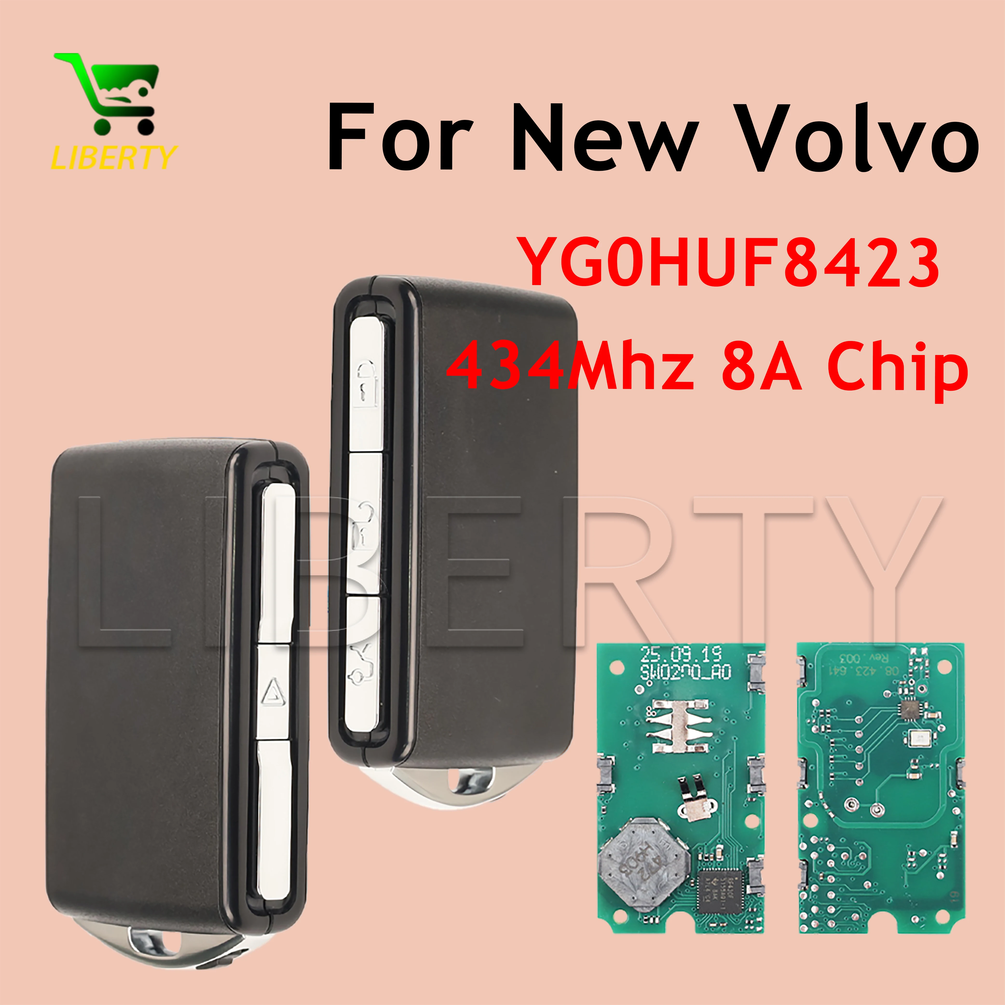 

Smart Remote Car Key Fob 433MHz 8A Chip for Volvo V90 S90 XC90 S60 S40 XC40 XC60 2016 2017 2018 2019 2020 2021-2025 YGOHUF8423