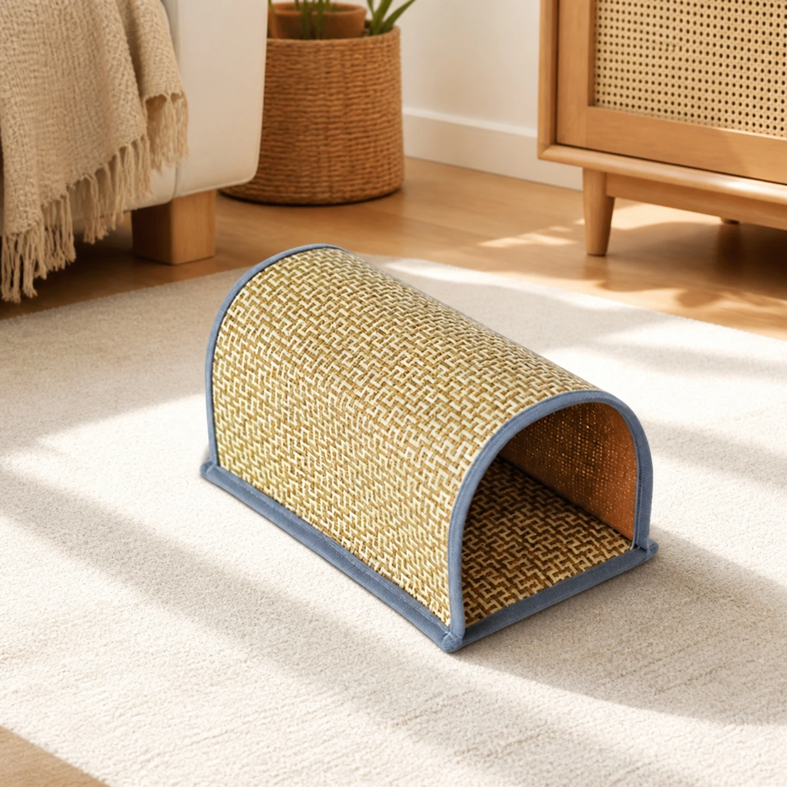 Pet Tunnel with Woven Mat Comfortable Small Animal Tunnel Low-Height Safe for Guinea Pigs, Playpen
