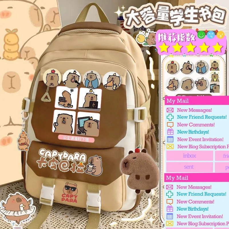 Capybara Backpack Y2K Cute Backpack Plush Back To School Bag Cartoon Soft Funny Animal Large Capacity Unisex Student Backpacks