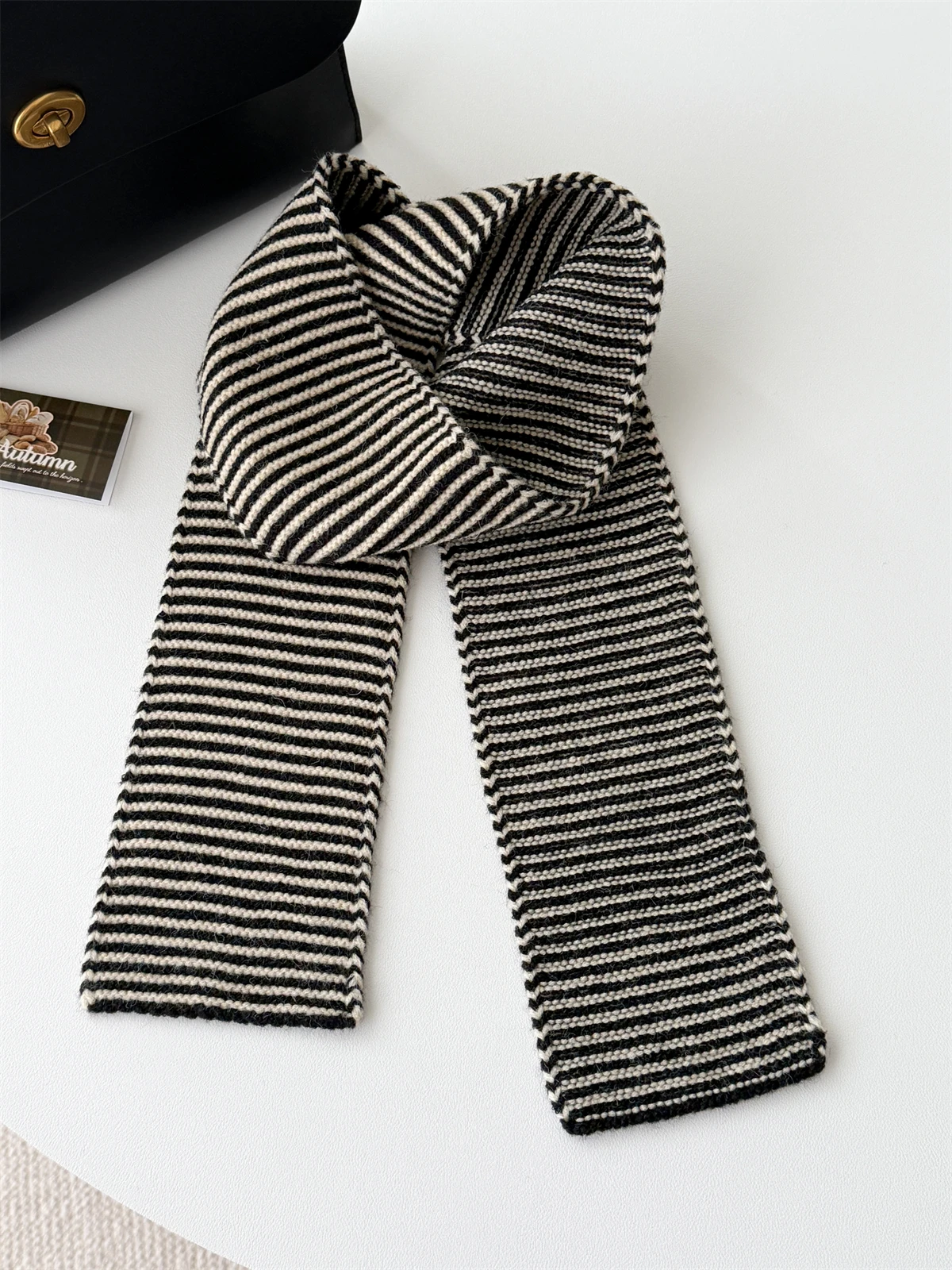 وشاح محبوك مخطط باللون الأبيض الكلاسيكي ex Warm Faionable الكورية Sle Accory للأزواج والآباء والأطفال