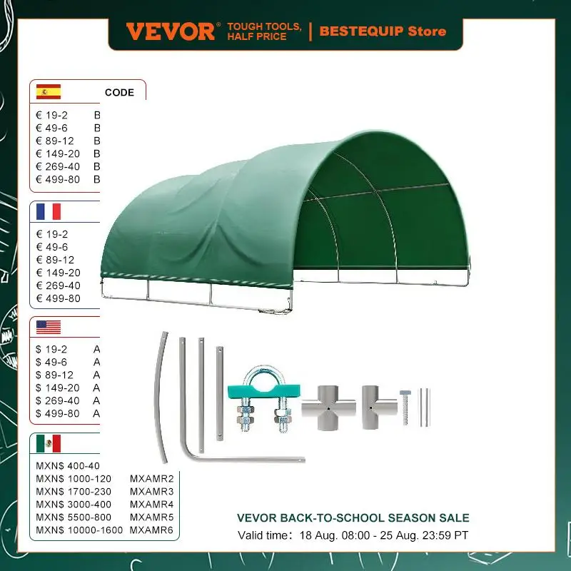 VEVOR Livestock Shelter 9.9x10x5.5FT Corral Shelter Steel Metal Corral Panel Shelter Waterproof  Horses & Other Animal Shelter