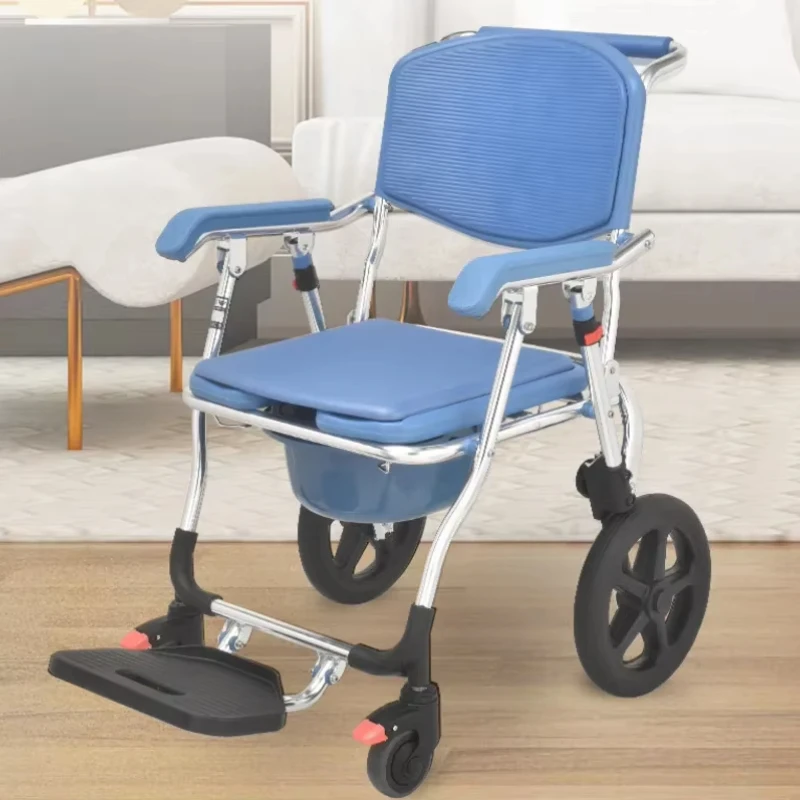 

Durable Shower Chair with Pulleys, Non-Slip Folding Bathing Aid, Elderly Indoor Mobility, Wheeled Bath Seat - Easy Movement