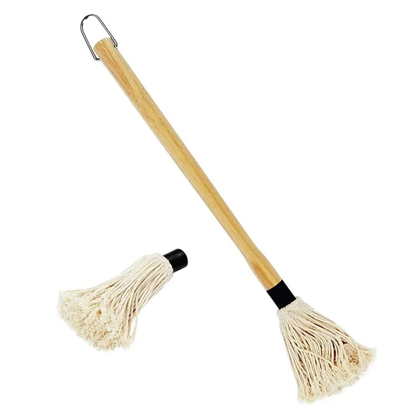 A44F-BBQ Barredora de algodón con mango de madera de algodón puro