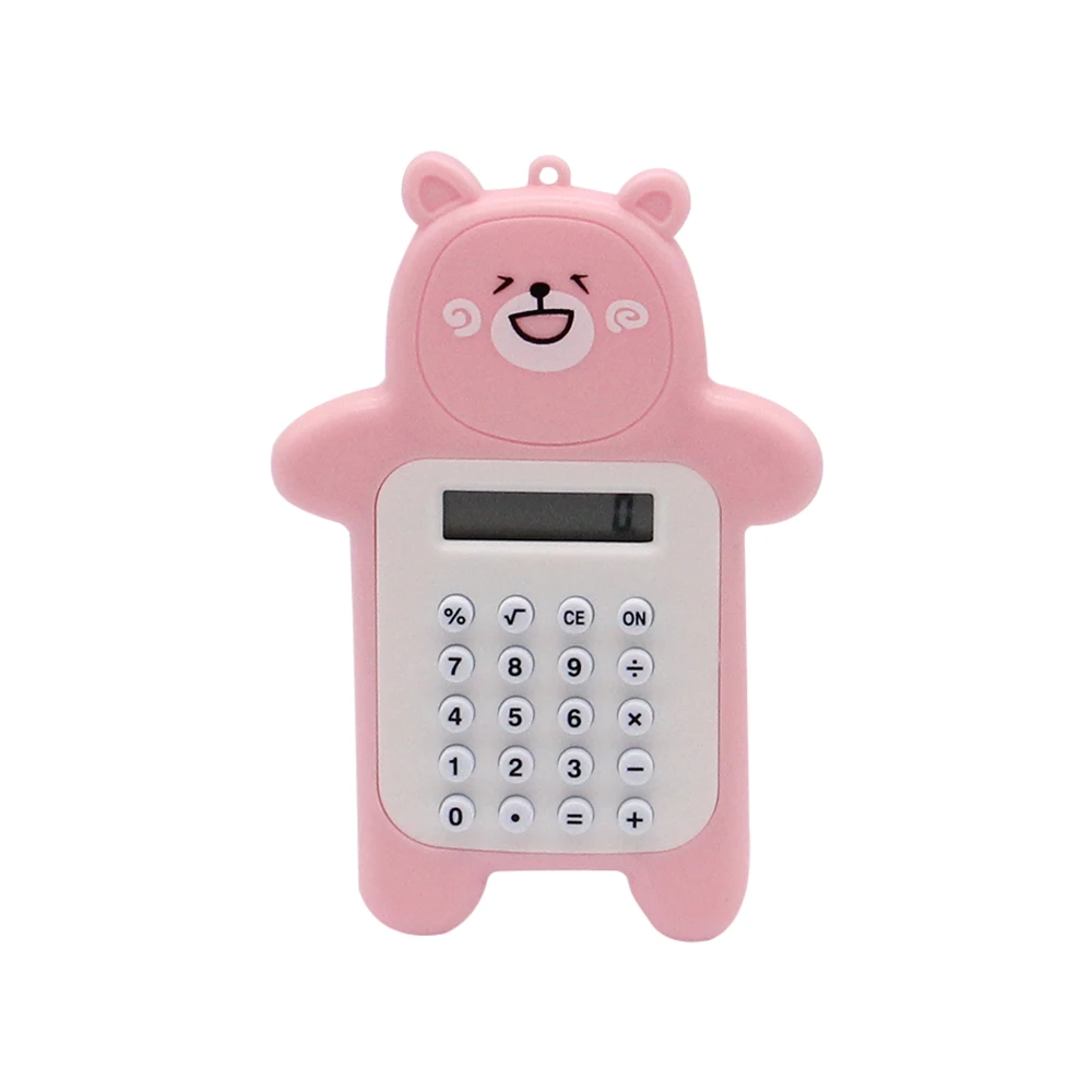 Mini calculatrice de poche portable pour enfants, affichage à 8 chiffres, dessin animé, bouton fin, mignon, fournitures scolaires