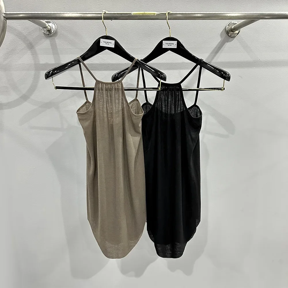 24ss Summer New In Rick Tanks Korean Fashion Solid Color Owens Camis Suspender Skirt Sleeveless Women's Tshirts Casual Tops