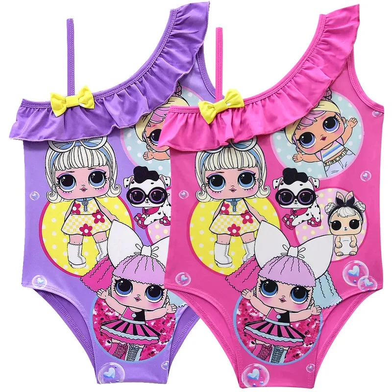 New 2025 Girls Dress Toddler Baby Dolls Cosplay Clothes Kids Cartoon Print Princess Children Summer Birthday Vestido for G☆★☆★qq