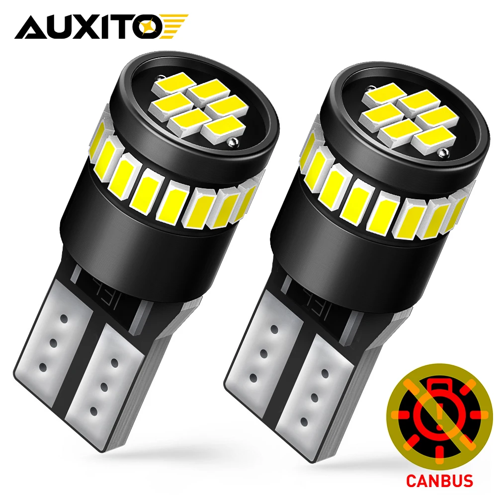 AUXITO 2Pcs T10 W5W 194 501 Led Canbus No Error Car Interior Light 24pcs 3014 SMD Chip 6000K Pure White Instrument Lights Xenon