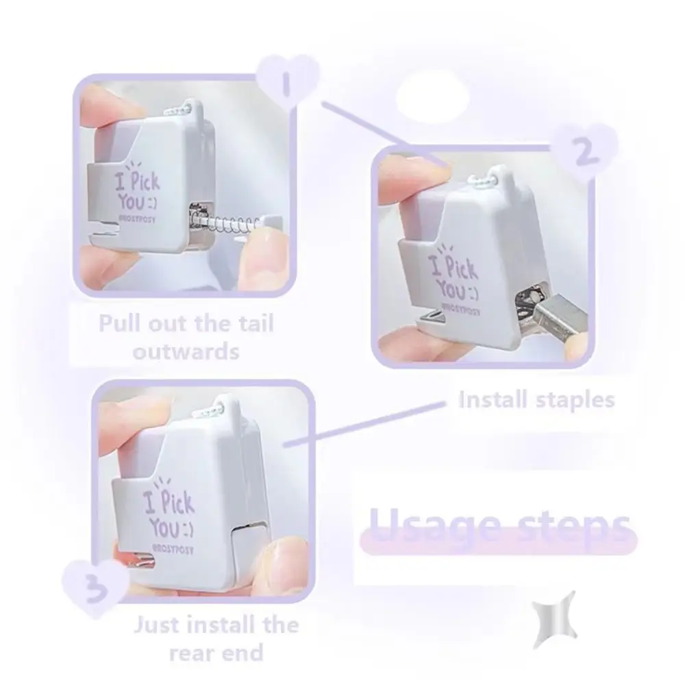 Effortless Mini Color Stapler Set Easy-Use With 40pcs No.10 Staples Labor-Saving Stapler Set Square Paper Stapling