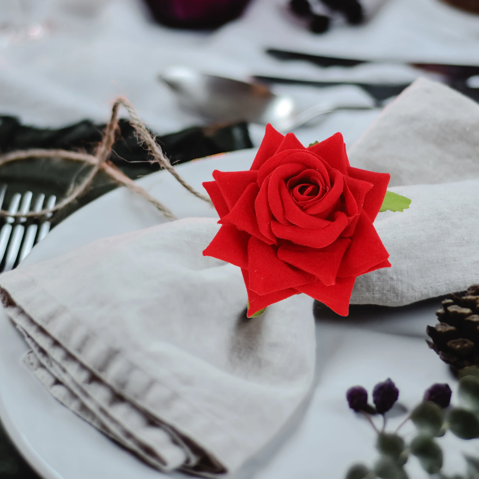 

4 Pcs Napkin Ring Floral Holders Wedding Flower Rings Bouquet Artificial Silk Cloth Bride
