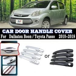 For Daihatsu Boon Toyota Passo M600 2010~2018 Car Carbon Fiber handle Or Chrome Gloss Door handle Cover Trim Set Car Accessories