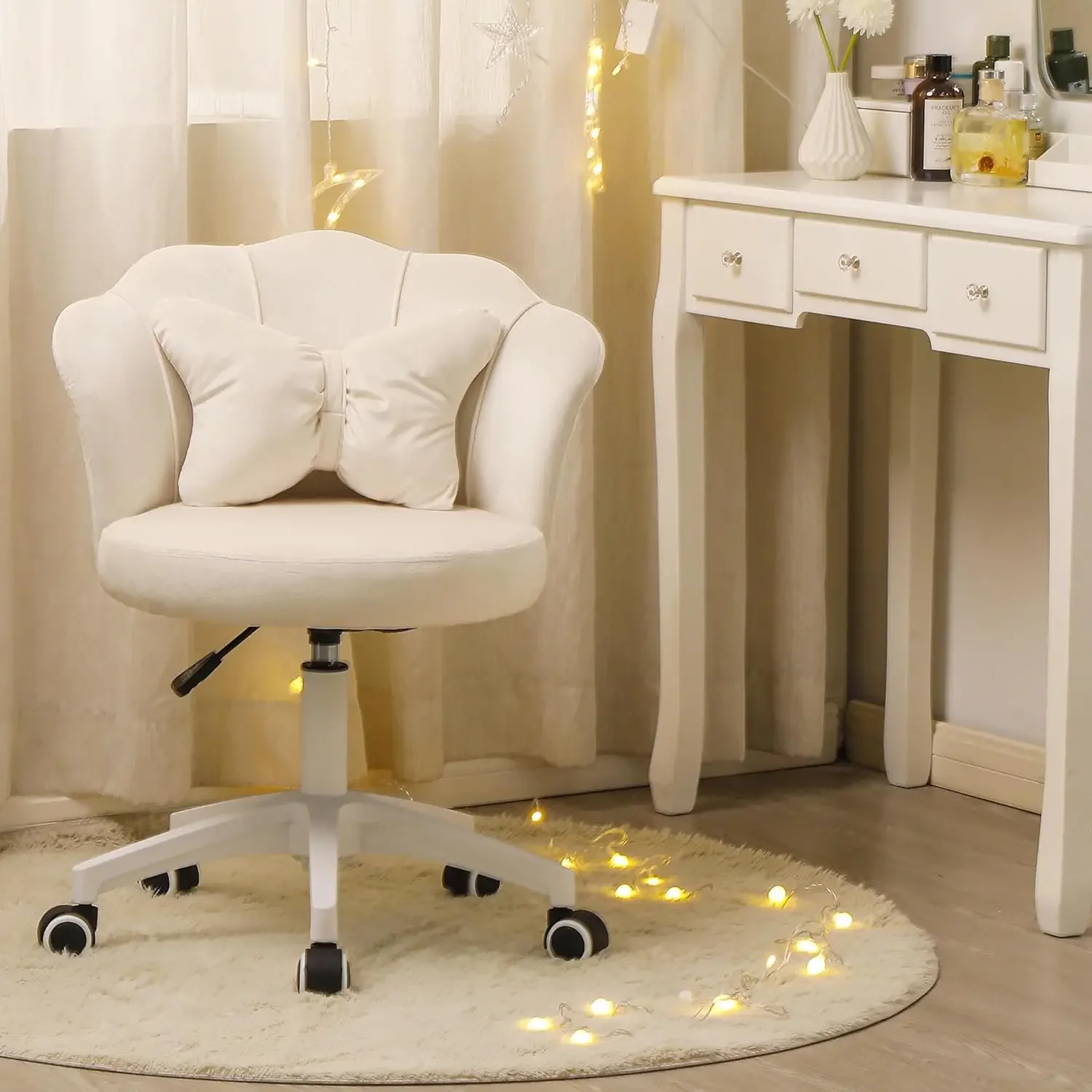 

Стул для домашнего офиса Formwell, стул-бабочка с мягкой обивкой со средней спинкой, современный тафтинговый стул, поворотный, регулируемый по высоте, бархат