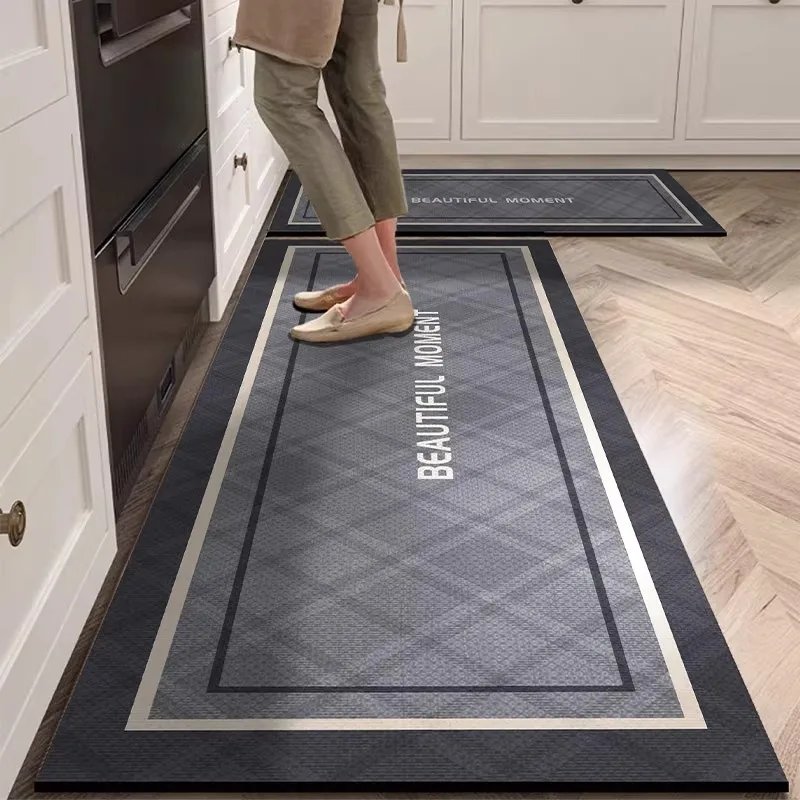 

Kitchen Carpet Waterproof Floor Mat Pvc Leather Oil-proof Foot Mats Non-slip Long Carpets British Style Home Decor Rugs 주방러그