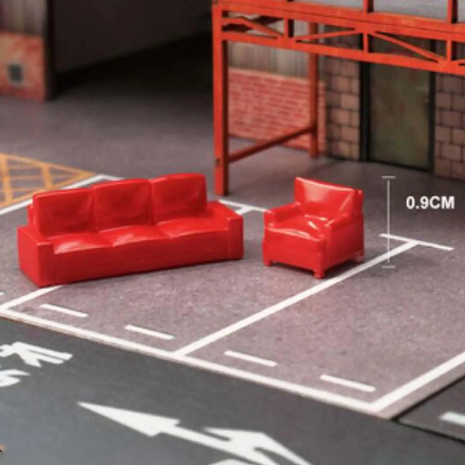 2 Buah Resin Simulasi Sofa Rumah Boneka untuk Dekorasi Model DIY Rumah Boneka 1/64 Beige