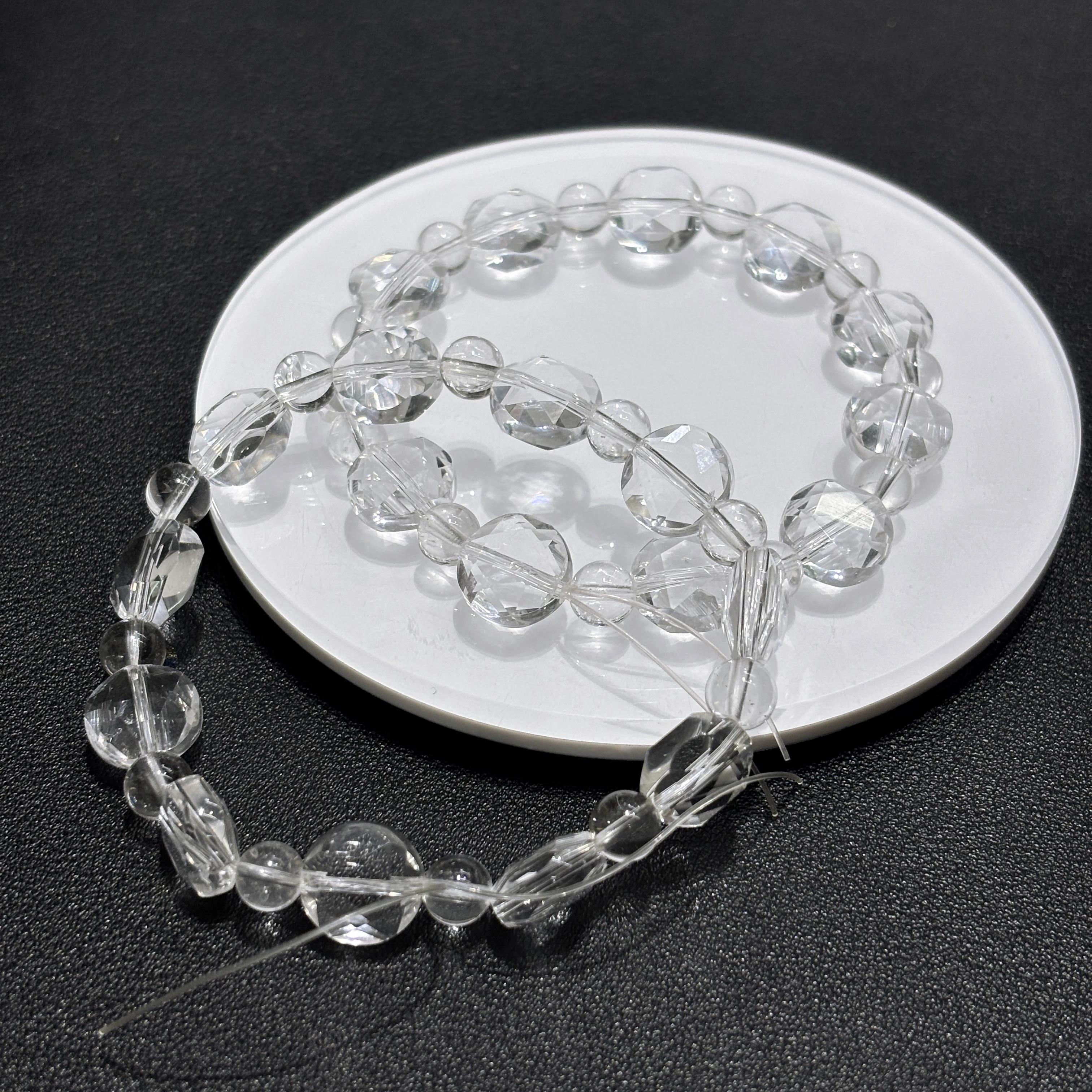 

Natural White Crystal Faceted Rondelle Bead Bracelet,Stackable High-Quality Natural Stone,Minimalist Valentine's Day Gift