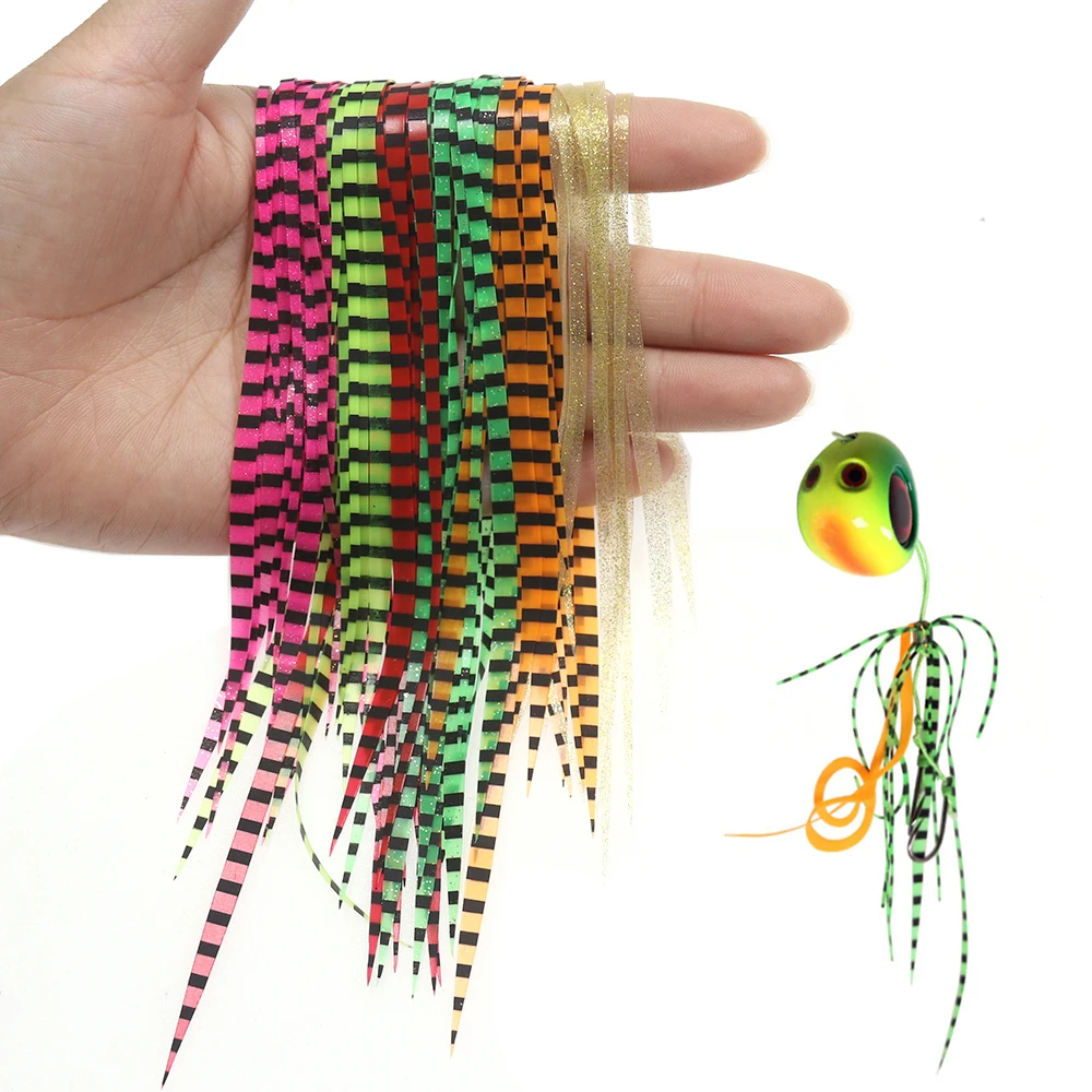 20/30 Stück gestreifte Silikon-Schleppköder-Ersatzteile für Slider Jigs, Tai Kabura, Octopus, Squid, Snapper Jigging Angelköder – Detail 1