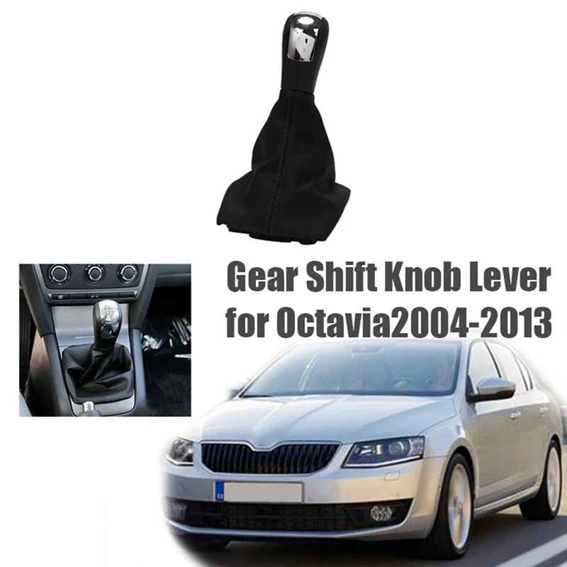 

ABS & PU Car Gear Shift Knob Lever Shifter Gaiter Boot Cover Case For Skoda Octavia 2 A5 A6 2004-2013