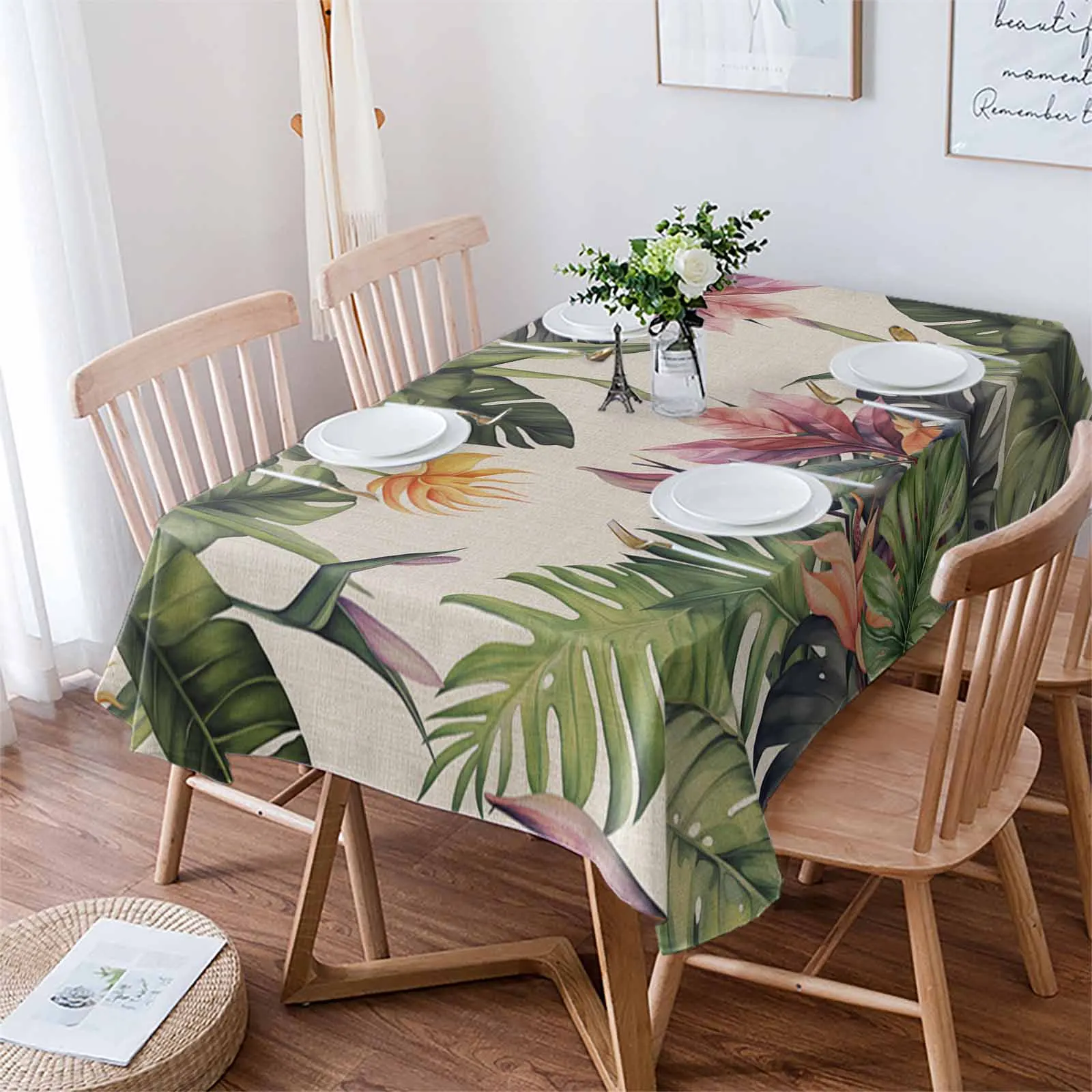 

Tropical Rainforest Plant Palm Trees Waterproof Tablecloth For Table Kitchen Decorative Coffee Cuisine Party Table Cover