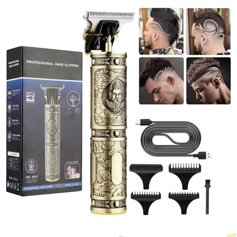A0NC แกะสลัก Clippers ไฟฟ้าบ้าน USB ชาร์จผมกรรไกรกรรไกร T-type ใบกรรไกร T-type
