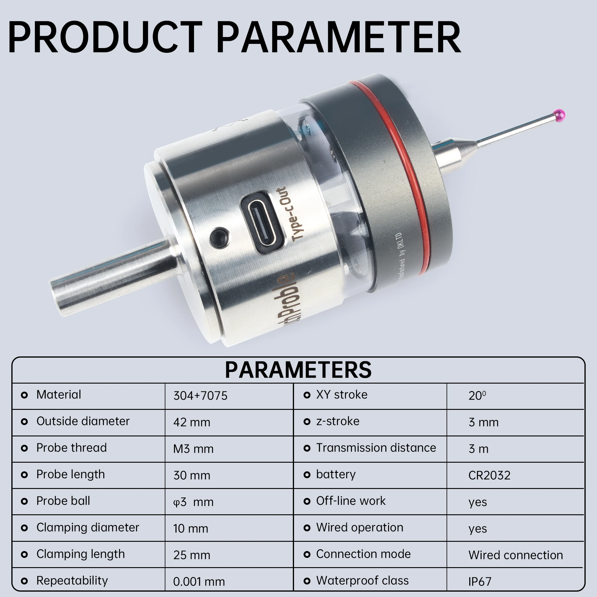 3D Photoelectric  Z Axis Probe WP 500 CNC Machining LED Sound Optical Edge Finder Touch Probe High Precision 0.001mm