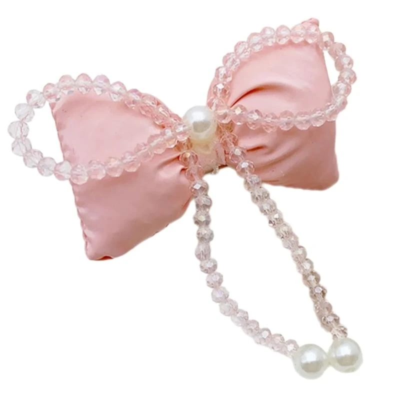 

Sparkling Crystal Beaded Hair Clip Accessory Unique Fabric Bowknot Hairpin Charm 15UB