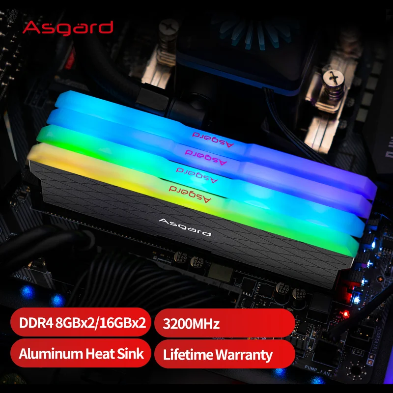 Asgard memoria ram ddr4 8GBx2 16GBx2 3200MHz RGB RAM W2 Series ddr4 ram 1.35V dual-channel DIMM desktop memory ram