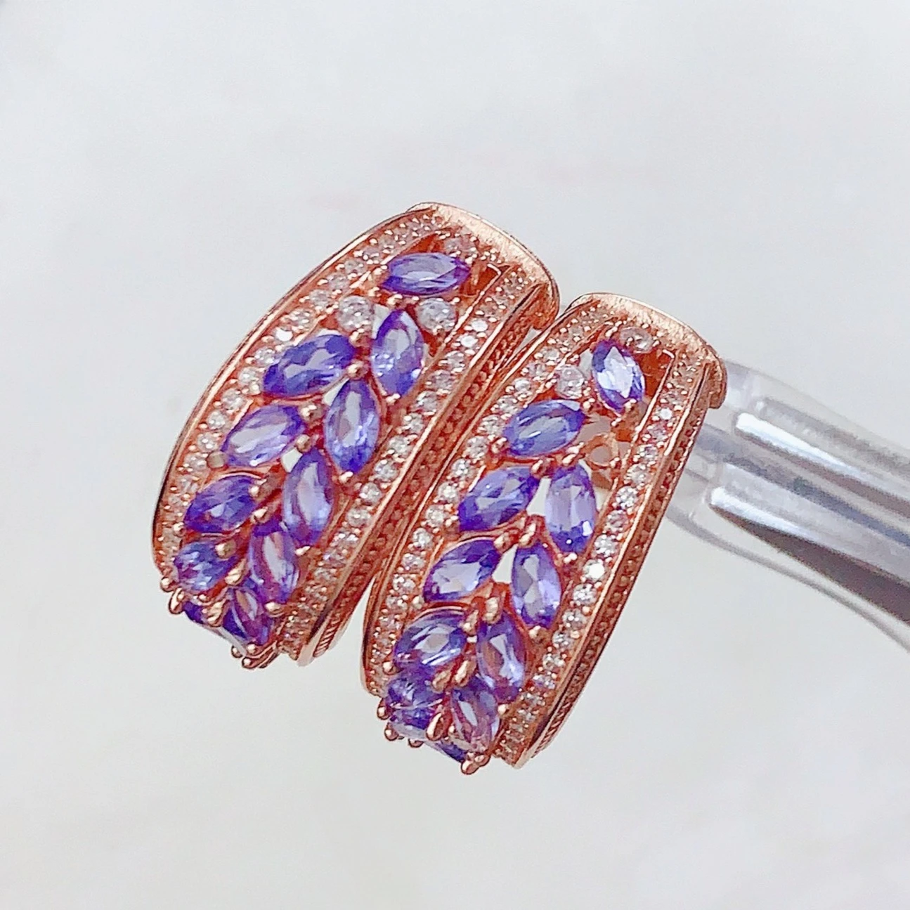 Luxury 925 Silver Natural Tanzanite Earrings with Certificate 24 Pieces 2x4mm Genuine Tanzanite Earrings Wedding Gift for Women