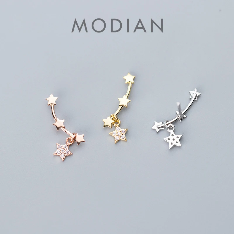 Modian Stackable Twinkle Star Sterling Silver 925 Kolczyki sztyfty dla kobiet Moda 3 kolory Prosta szpilka do uszu Drobna biżuteria 2020 Nowość