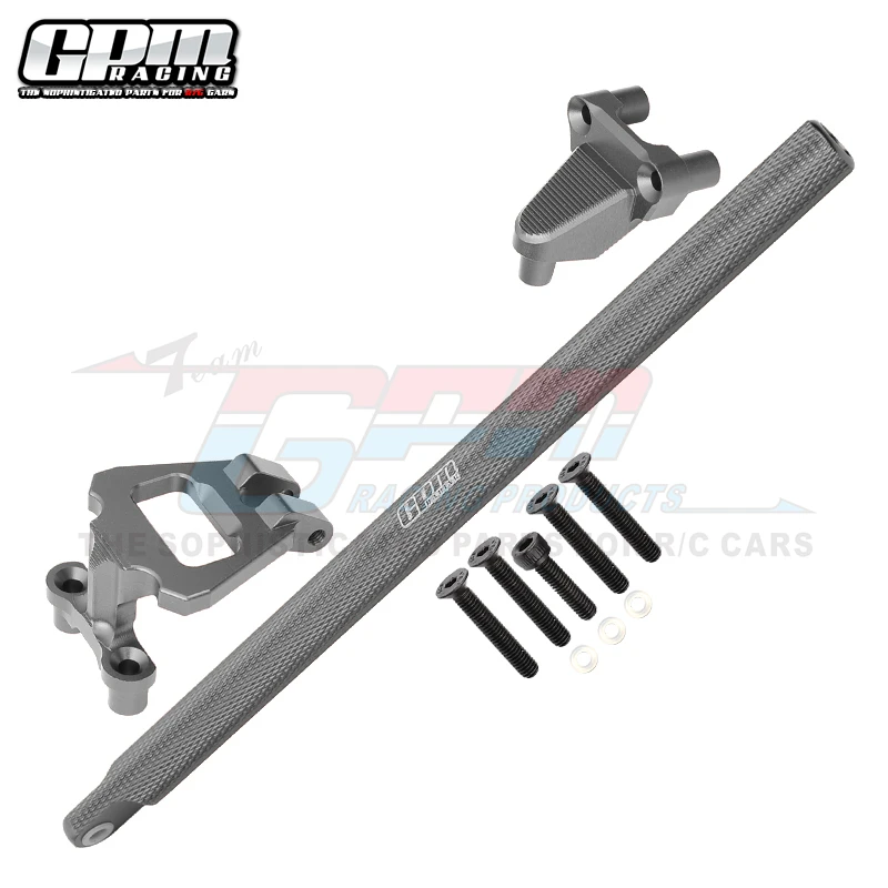 Barra y soporte central de aluminio GPM para TRAXXAS 1/10 4Wd Hoss 4X4 Vxl