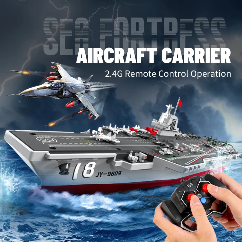 JJRC S19 RC Aircraft Carrier Dual Motor Drift Simulation Destroyer Model 2.4G High-Speed Rc Remote Control Ship Summer Explosion