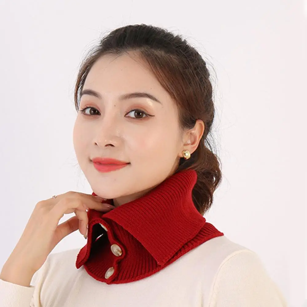 الباردة واقية يندبروف الرقبة الحرس التفاف وهمية طوق أزرار وشاح زر الياقة المدورة الشتاء الحرارية محبوك الدافئة المرأة غطاء الرقبة #3
