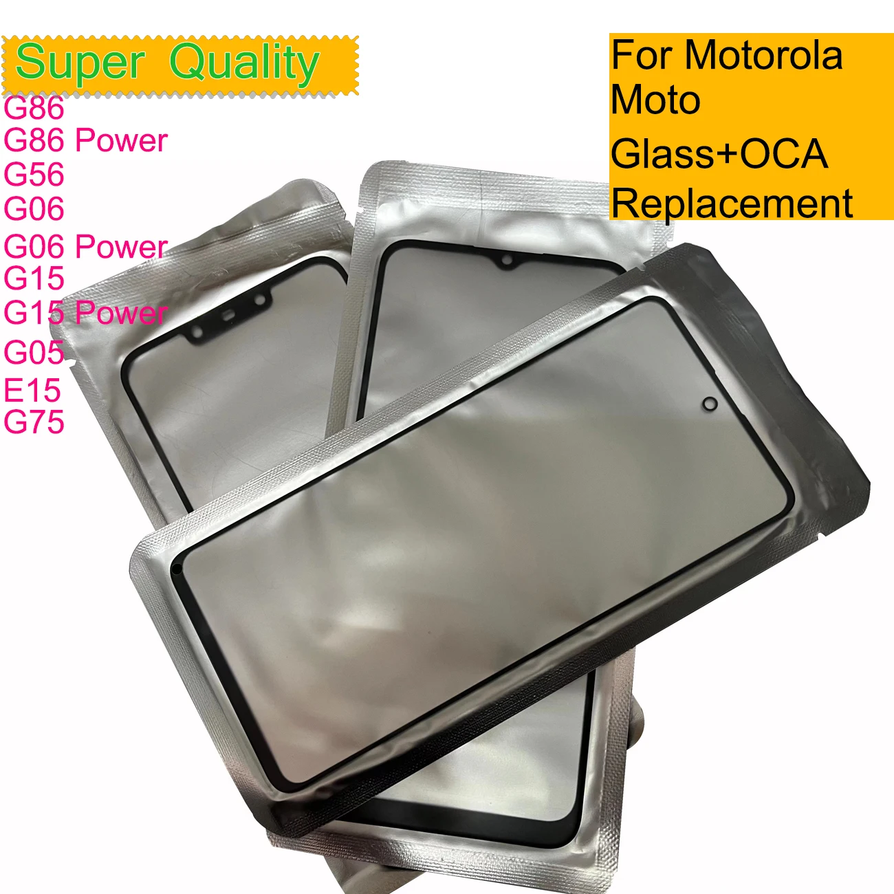 

10Pcs/Lot For Motorola Moto G86 Power G56 G06 Power E15 G15 G75 G05 Touch Screen Front Outer Glass Panel Lens With OCA