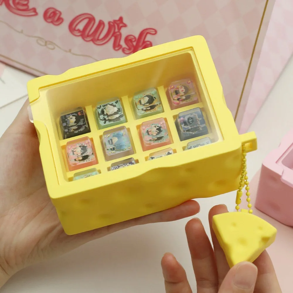 

Keycap Storage Box Costom PLA Acrylic Keycap Dustproof Display Case Cheese Cute Personality Opaque Keycaps Set Accessories