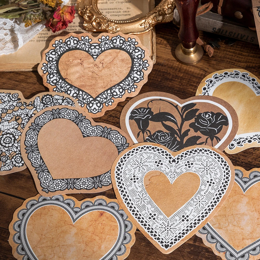 6 Bungkus/LOT Stiker Kertas Pesan Retro Seri Renda Menguning