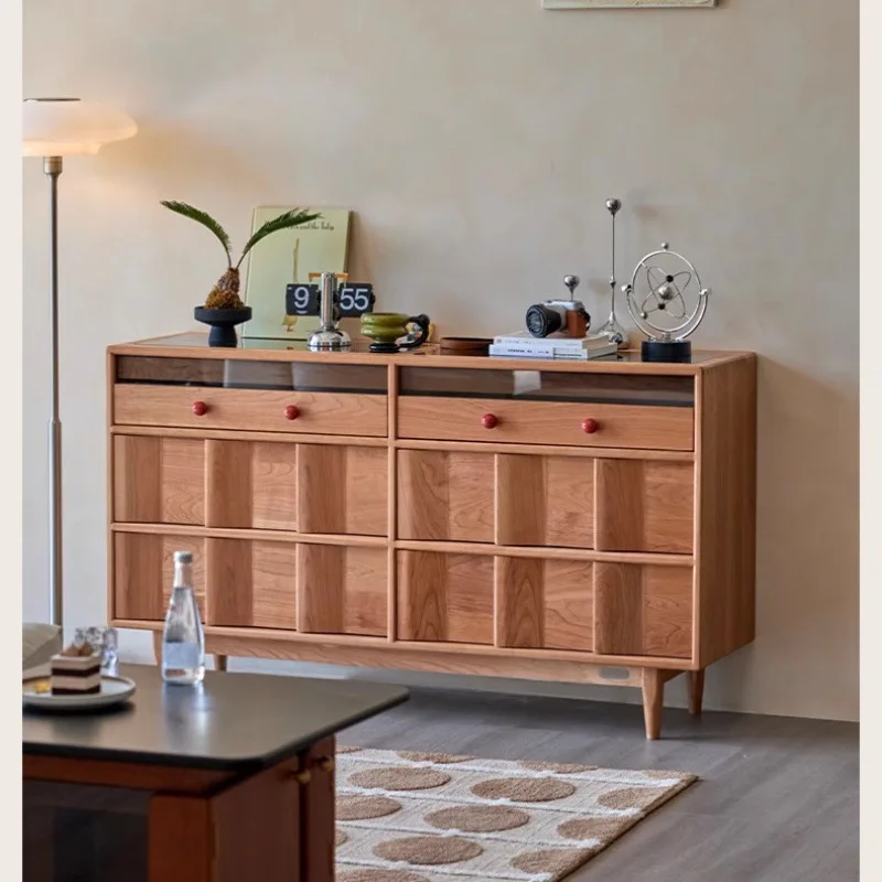 Solid wood six-chest cabinet, robot storage cabinet, bedroom bedside cabinet