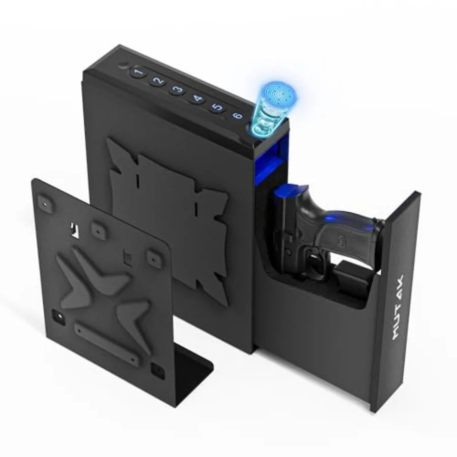 

Биометрический сейф для пистолета с автоматической раздвижной дверцей, быстрый доступ за 0,1 с, для прикроватной тумбочки, стола, грузовика, с управлением через приложение/отпечаток пальца