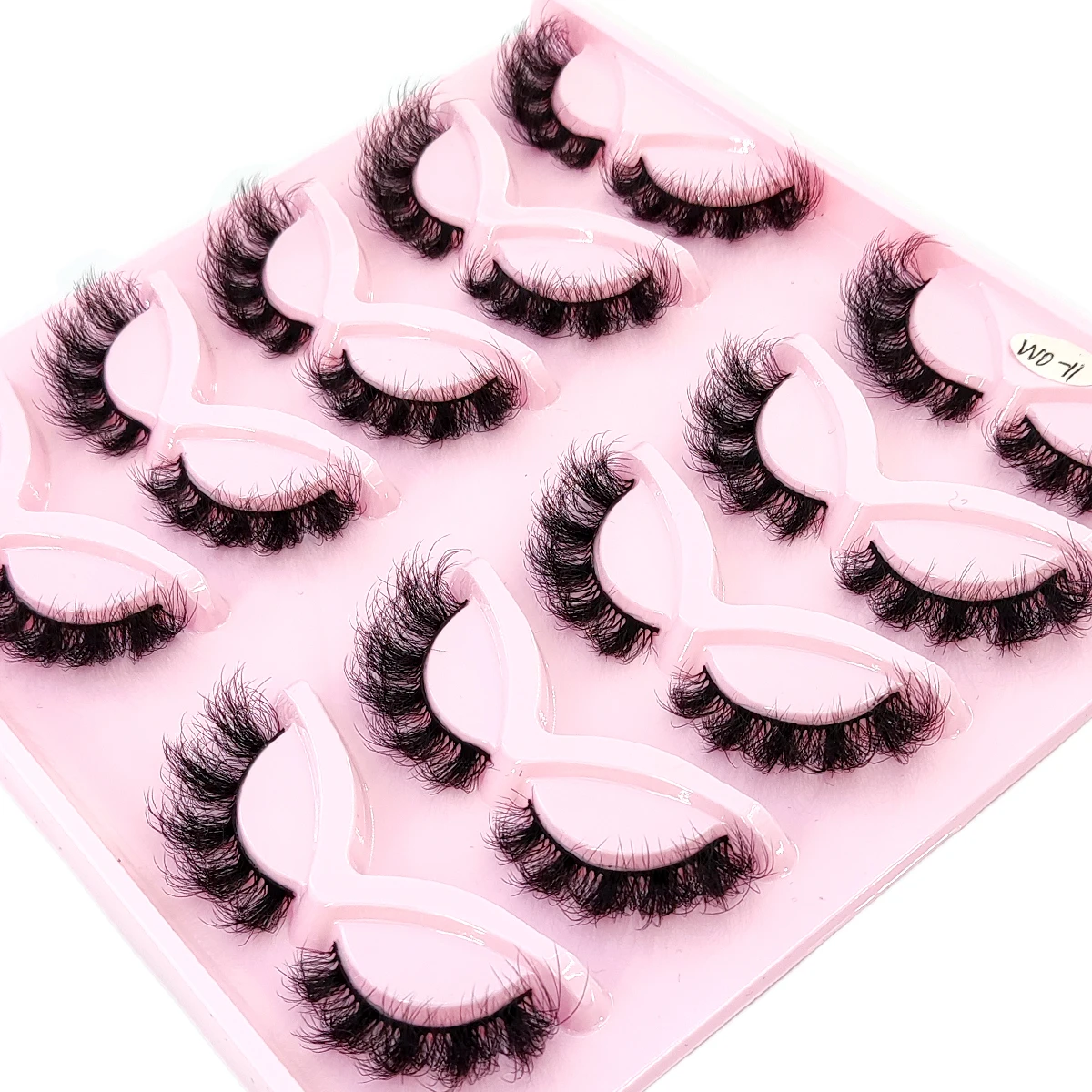 10 Paar natürliche russische gestreifte Wimpern, flauschige künstliche Nerzwimpern, 3D-falsche Wimpern, voluminöse, gekräuselte falsche Wimpern