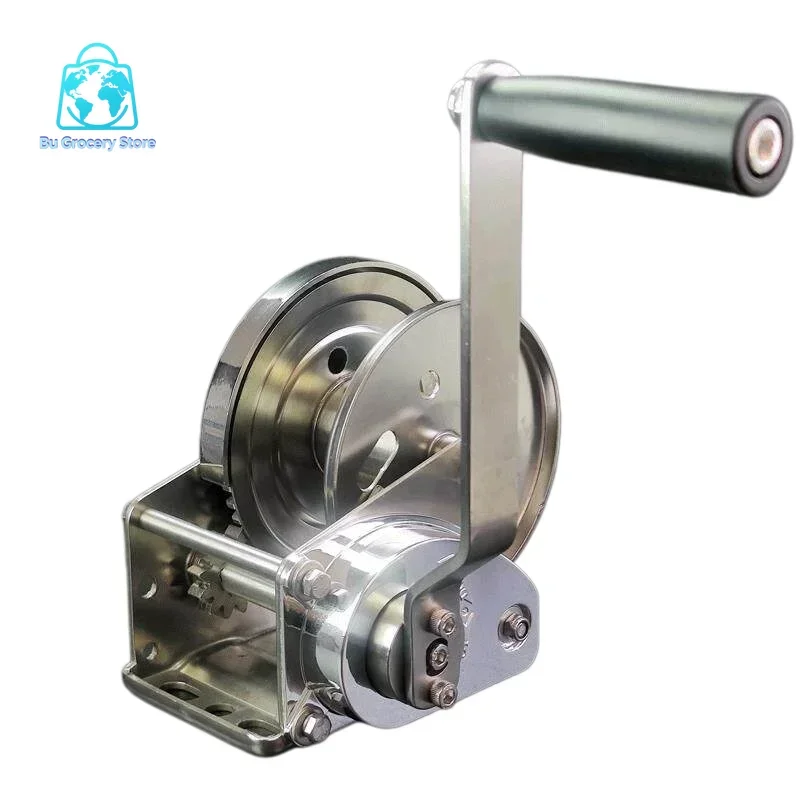 304 Stainless Steel Two-way Self-locking Hand Crank Manual Winch for Boat Trailer ATV Off Road Vehicle Recovery 800 1200 2000lb