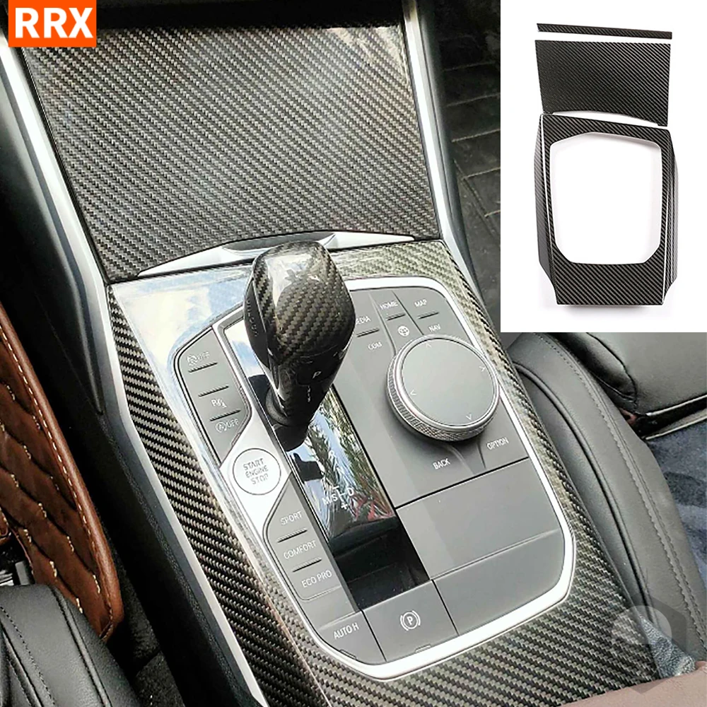 For BMW 3 Series G20/G28 2023+ Real Carbon Fiber Central Control Gear Shift Knob Panel Cover Car inside decorative Accessories