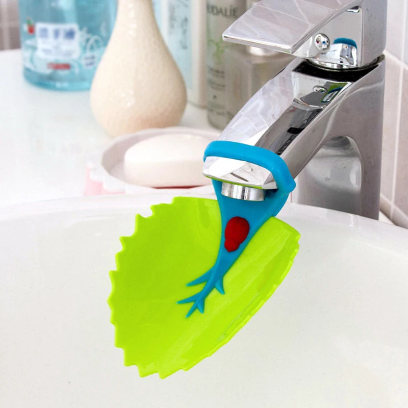 Creative Cartoon Children's Faucet Extender Hand Washing Auxiliary Leaf Sink Portable Bathroom Bathtub Blue Brown Leaf Veins