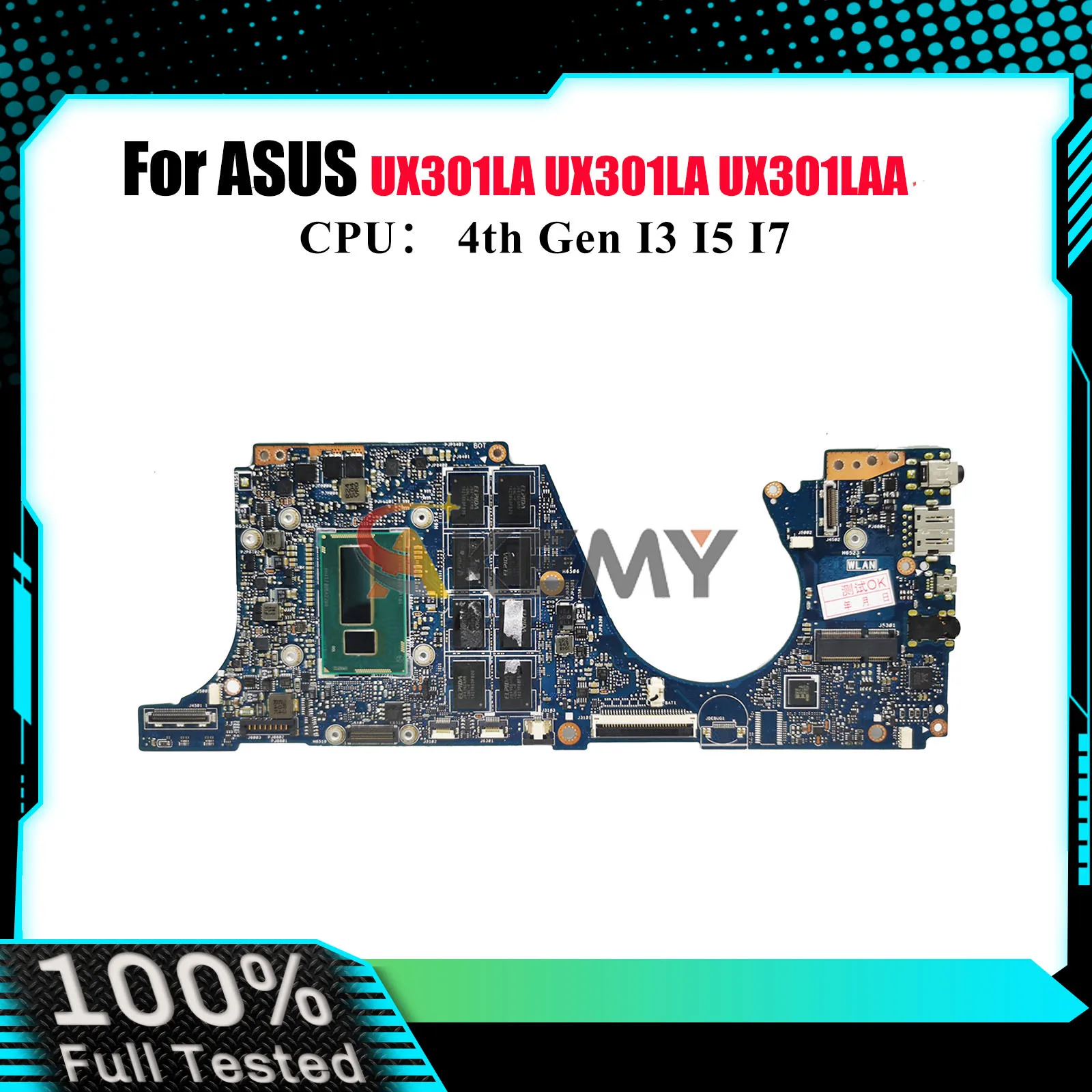 

UX301LA Laptop Motherboard For ASUS ZenBook UX301LAA UX301L UX301LA Notebook Mainboard With I3 I5 I7 CPU 100% tests OK fast ship